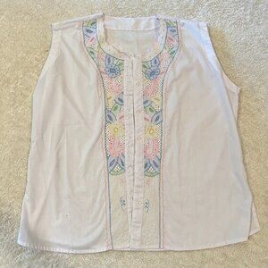 Vintage Sleeveless Embroidered Top